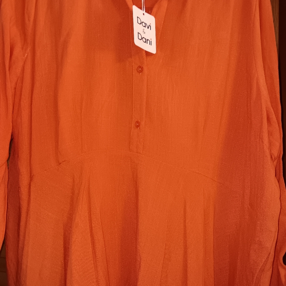 Davi and Dani 3xl Vibrant Orange Rayon/Polyester Dress - Picture 8 of 10